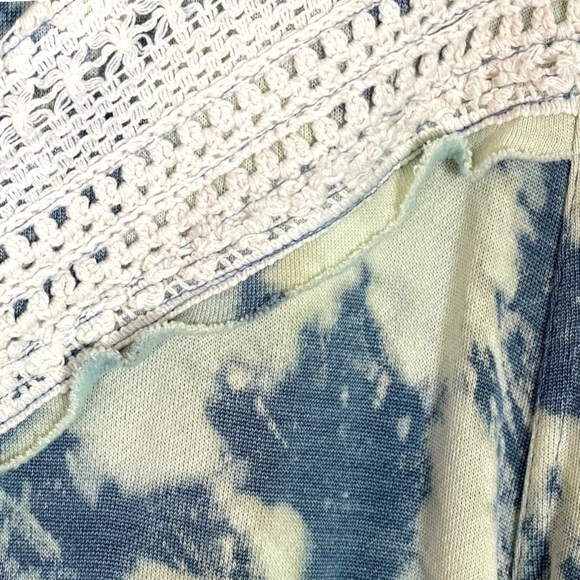 Free People Bohemian Crochet Oversized Tie Dye Full Zip Sweatshirt Bomber Jacket - Picture 10 of 16